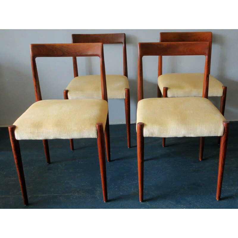 Lot de 4 chaises vintage en palissandre danoises 1960