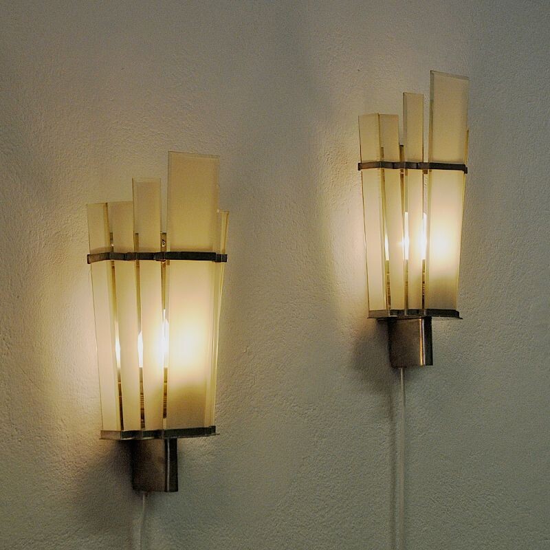 Pair of Art Deco vintage wall sconces from Zenith Germany 1930