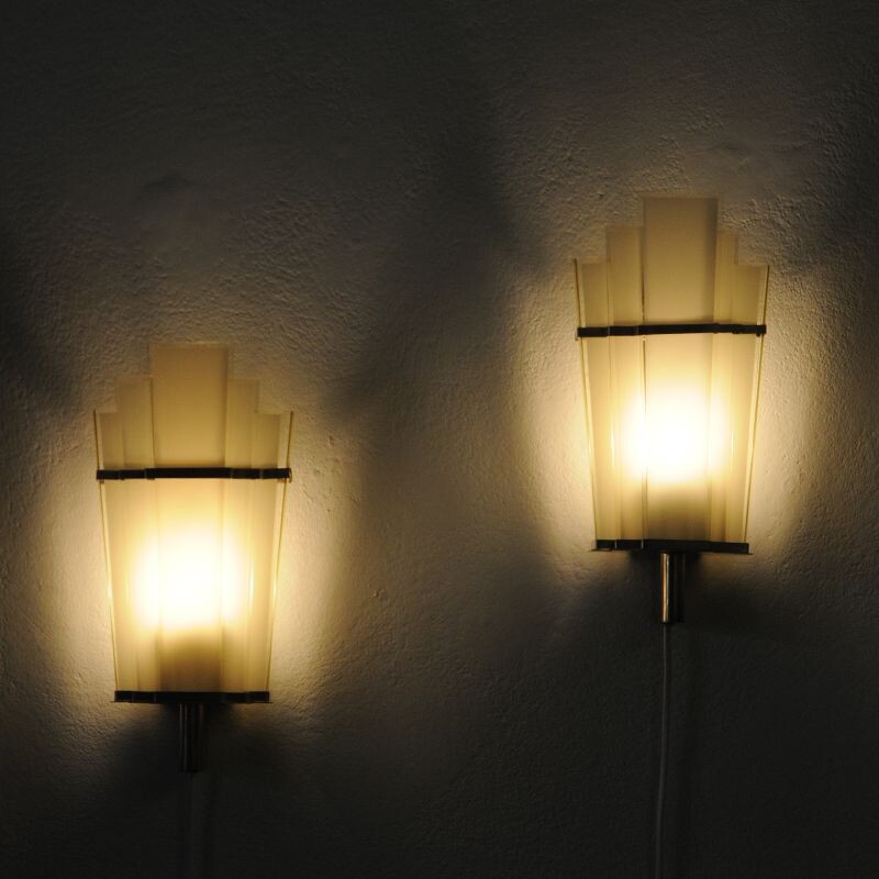 Pair of Art Deco vintage wall sconces from Zenith Germany 1930