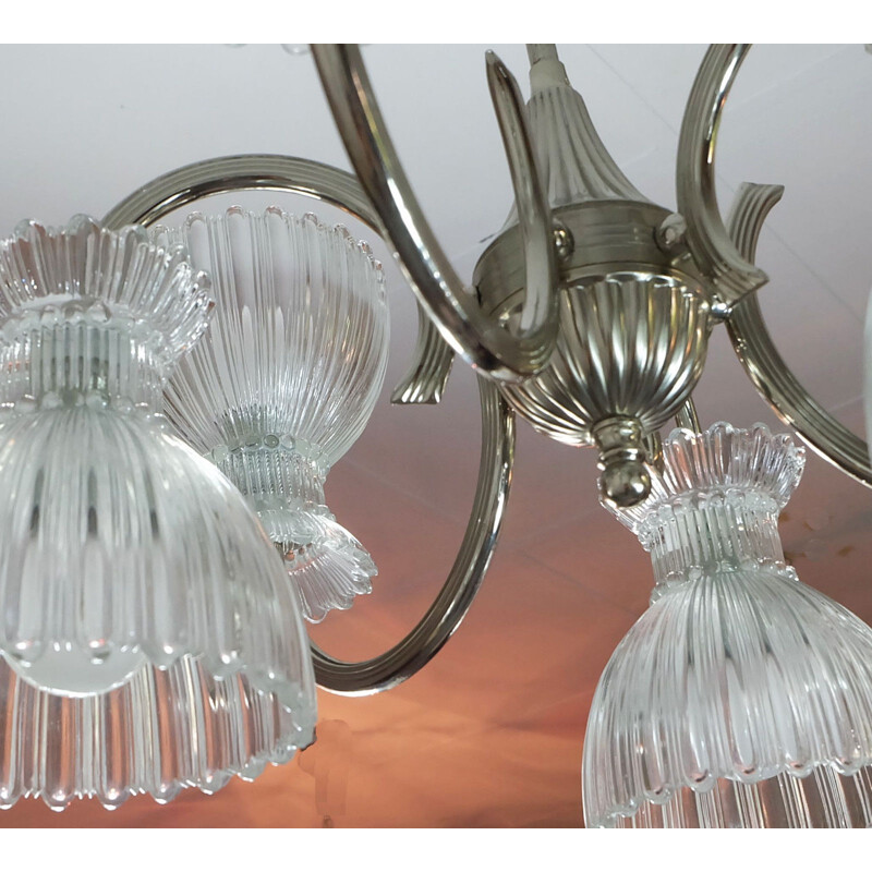 Chandelier in metal and glass - 1960s