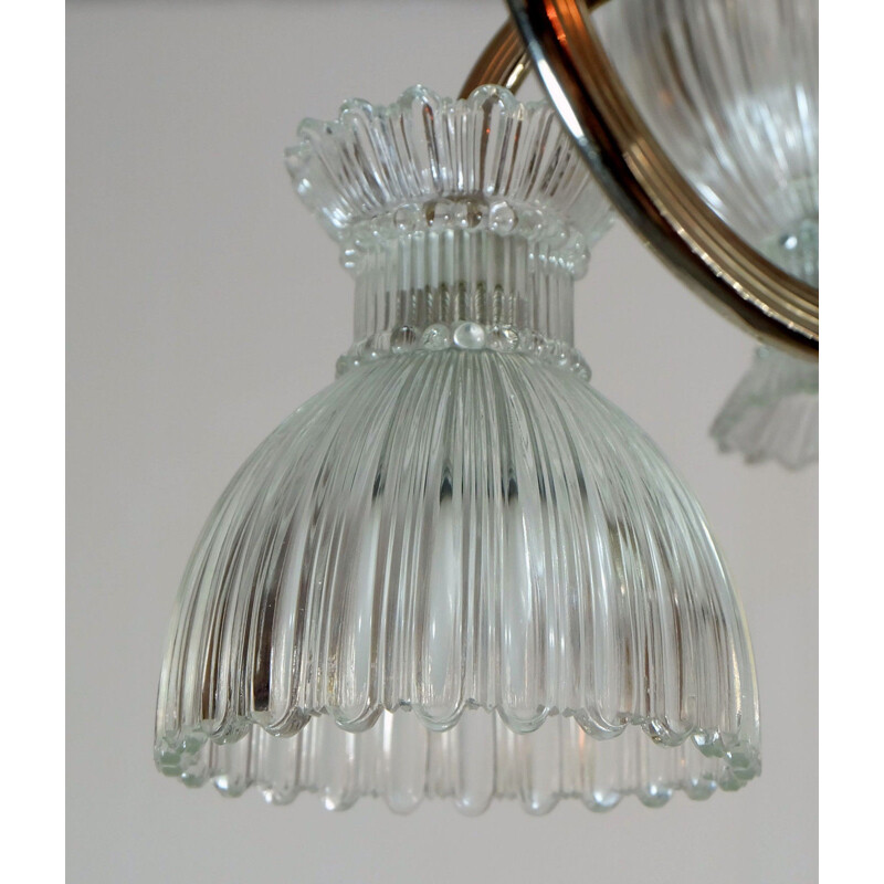 Lustre vintage en métal et verre - 1960