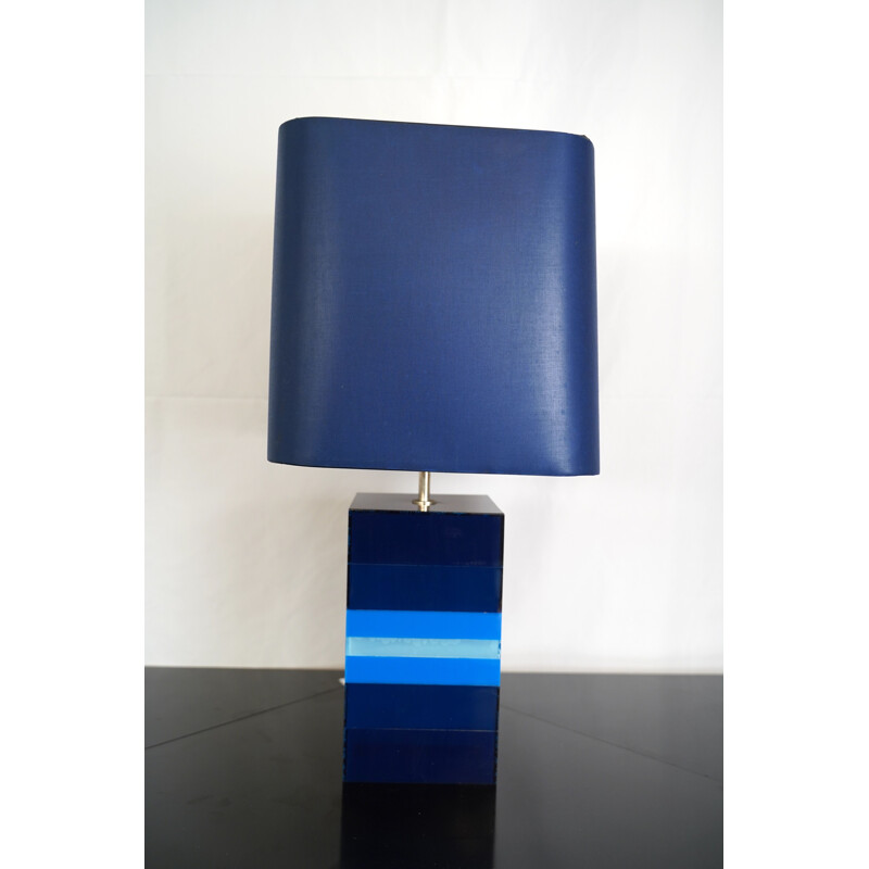 Lampe bleu  vintage acrylique italienne 1970