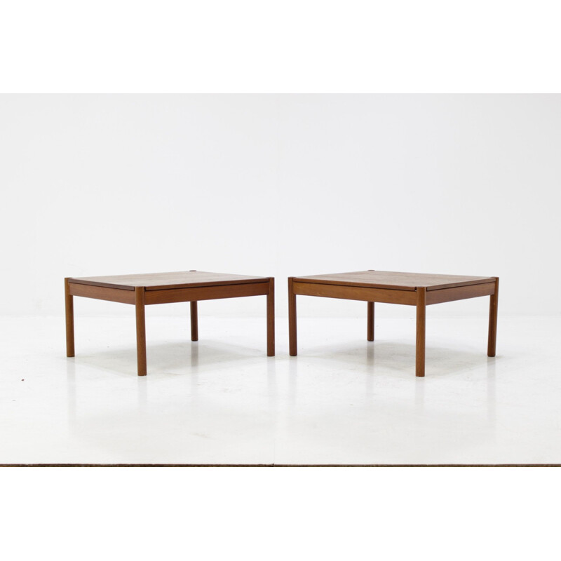 Pair of vintage solid teak coffee tables by Magnus Olesen for Durum 1960