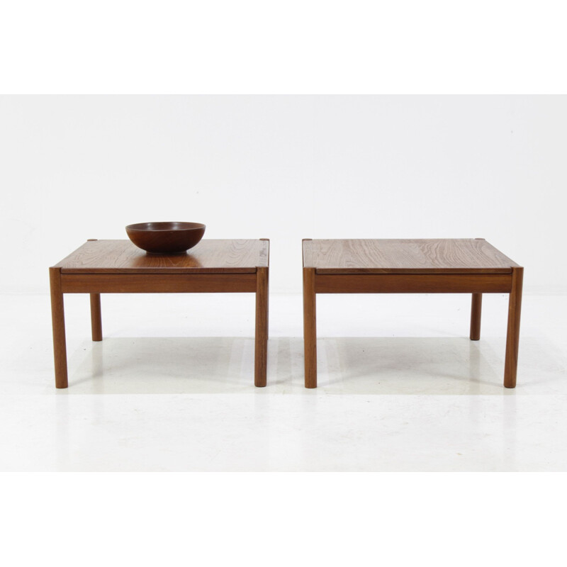 Pair of vintage solid teak coffee tables by Magnus Olesen for Durum 1960
