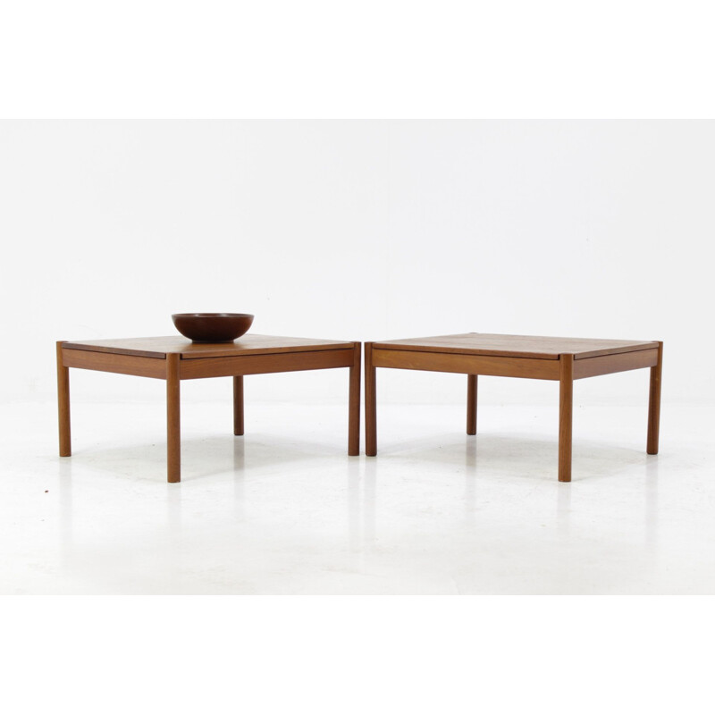 Pair of vintage solid teak coffee tables by Magnus Olesen for Durum 1960