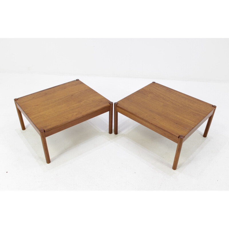 Pair of vintage solid teak coffee tables by Magnus Olesen for Durum 1960