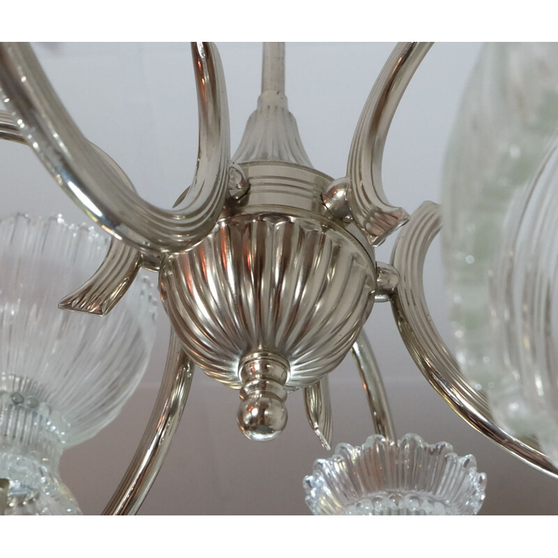 Chandelier in metal and glass - 1960s