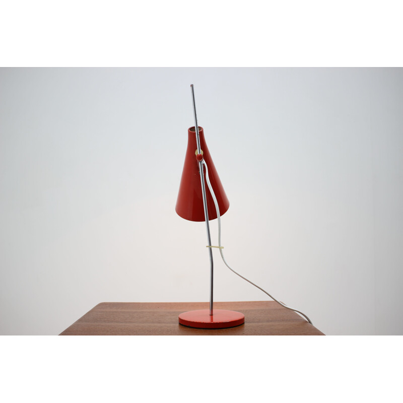 Lampada da tavolo rossa vintage di Josef Hurka 1960
