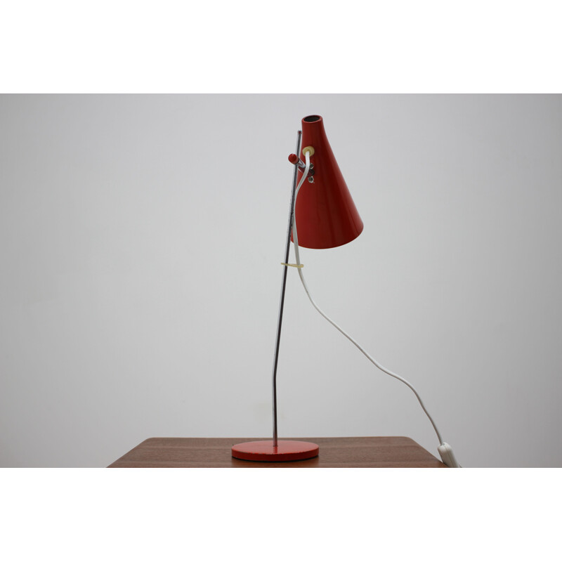 Lámpara de mesa roja vintage de Josef Hurka 1960