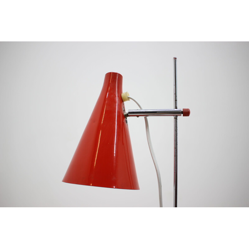 Lampe de table rouge vintage par Josef Hurka 1960