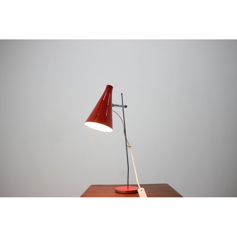 Lampada da tavolo rossa vintage di Josef Hurka 1960