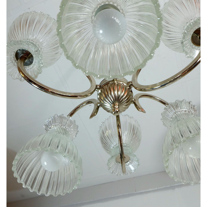 Chandelier in metal and glass - 1960s