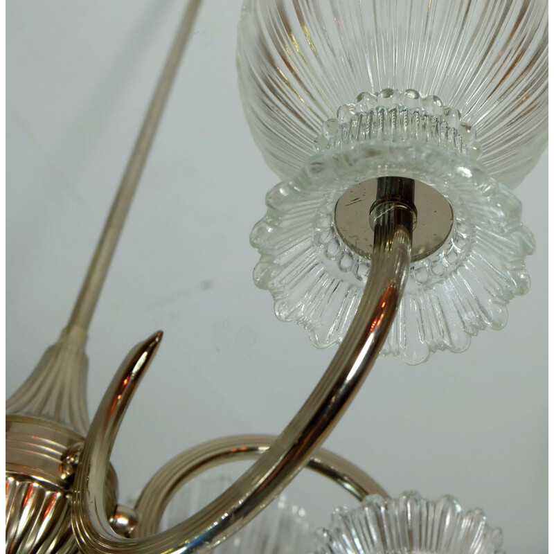 Lustre vintage en métal et verre - 1960