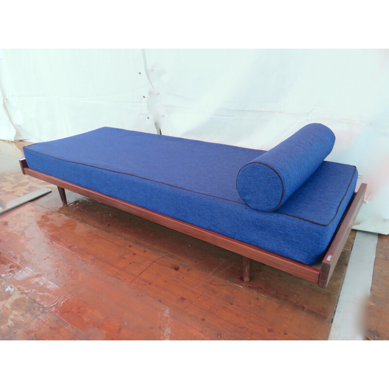 Blue daybed in teak wood - 1960s
