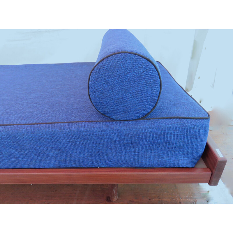 Blue daybed in teak wood - 1960s