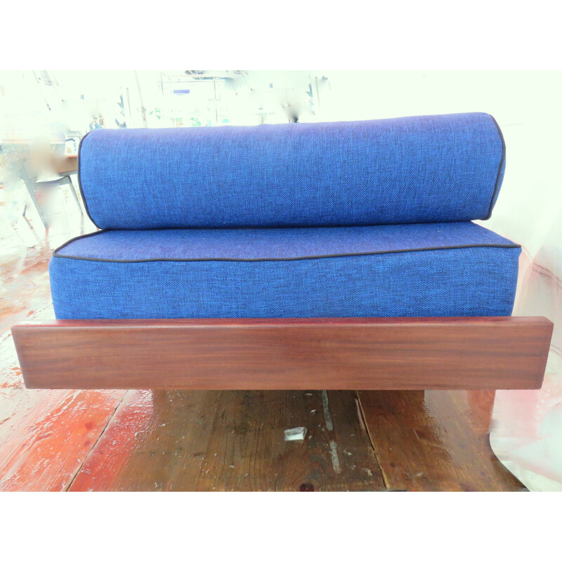 Blue daybed in teak wood - 1960s