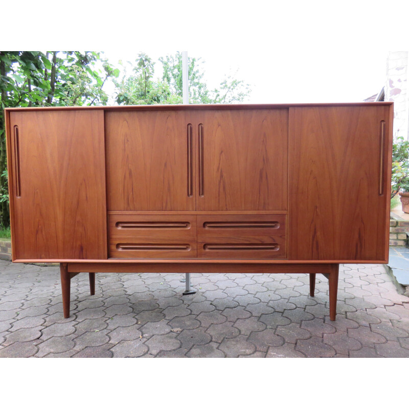 High Scandinavian sideborad in teak - 1950s