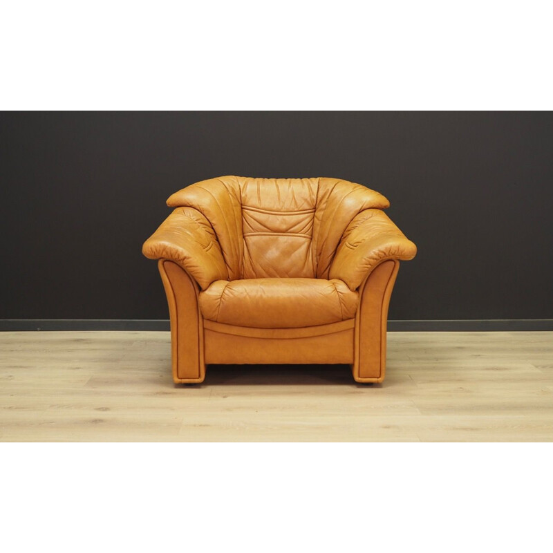 Canapé et fauteuil jaunes vintage skalma Scandinavie 1980