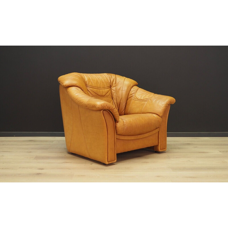 Canapé et fauteuil jaunes vintage skalma Scandinavie 1980