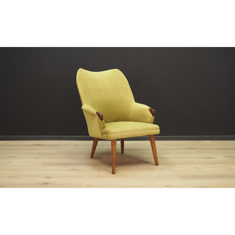 Vintage danish armchair in green fabric 1970