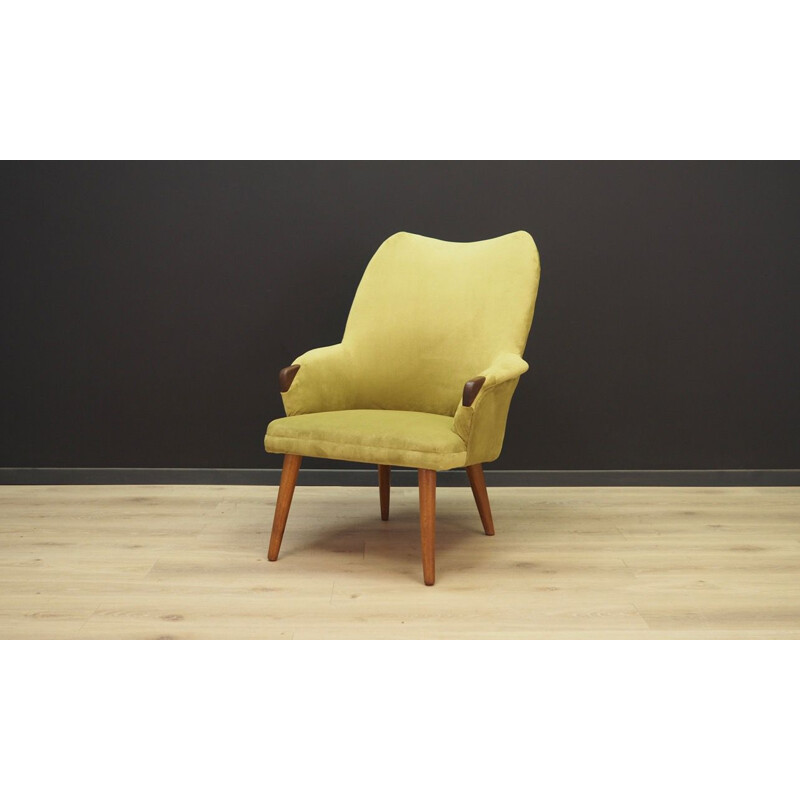 Vintage stoffen en groene Deense fauteuil 1970