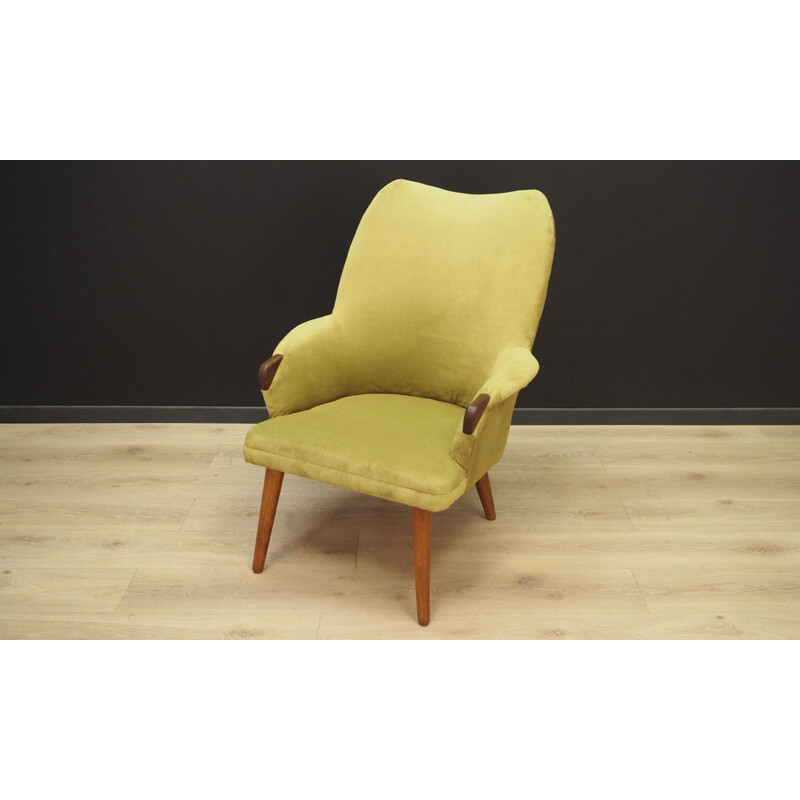 Vintage danish armchair in green fabric 1970