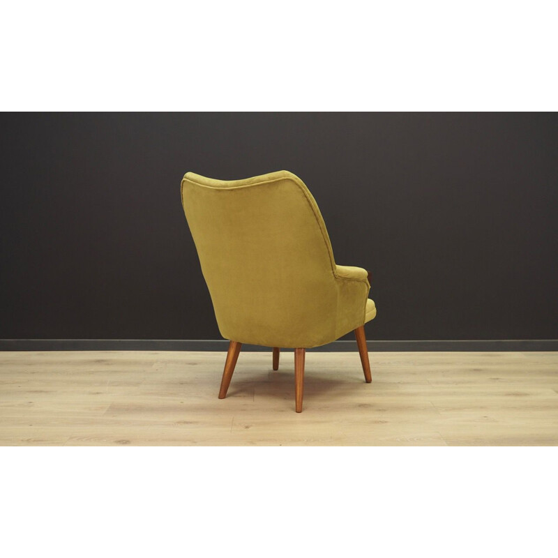 Vintage stoffen en groene Deense fauteuil 1970