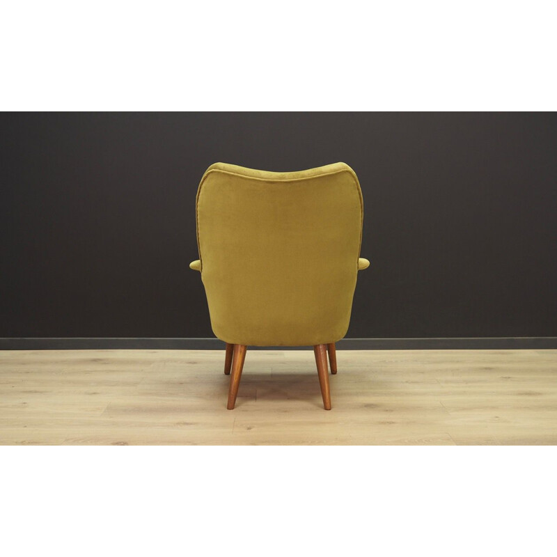 Vintage stoffen en groene Deense fauteuil 1970