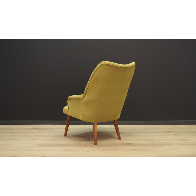 Vintage danish armchair in green fabric 1970