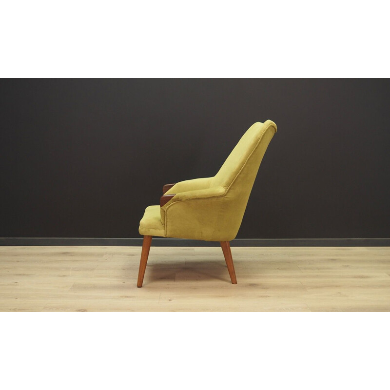 Vintage danish armchair in green fabric 1970