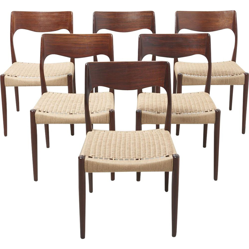 Set of 6 vintage Dining Chairs in Rosewood Denmark 1960s