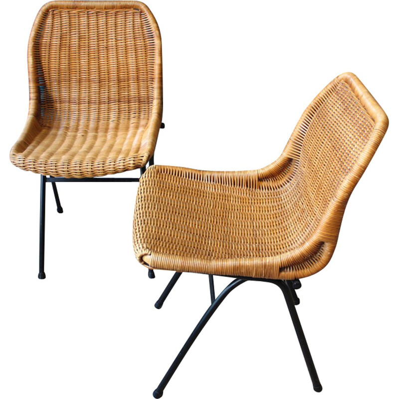 Suite de 4 chaises vintage Rohé Noordwolde en rotin, Dirk van SLIEDREGT - 1960