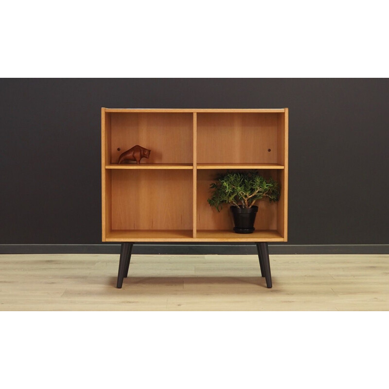 Scandinavian ash veneer vintage bookcase 1970