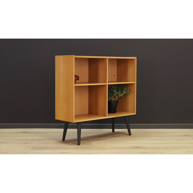 Scandinavian ash veneer vintage bookcase 1970