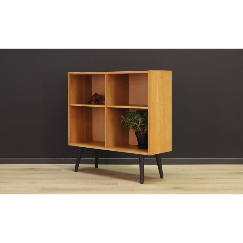 Scandinavian ash veneer vintage bookcase 1970