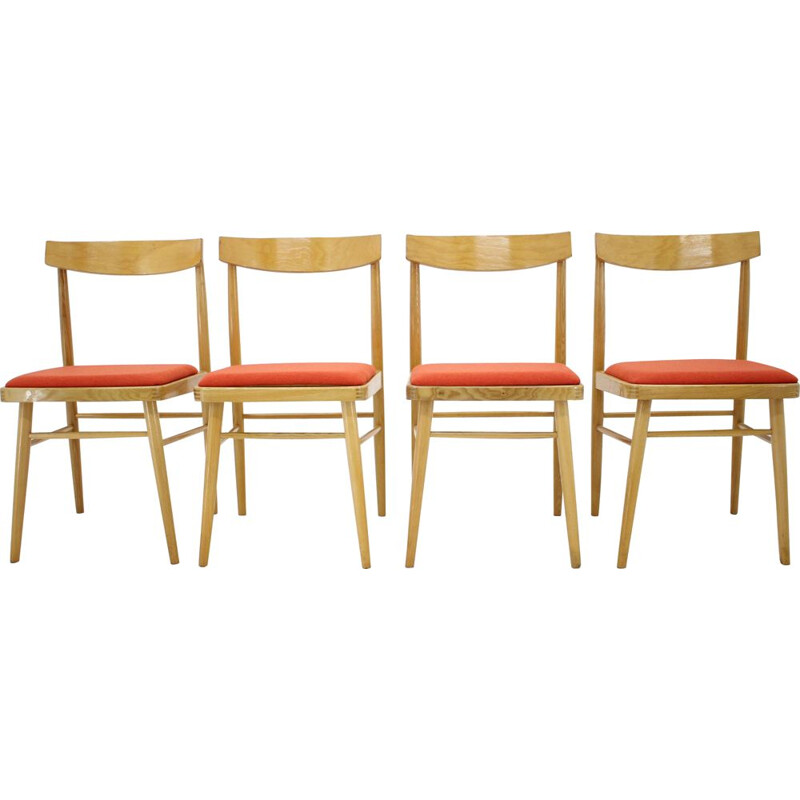 Ensemble de 4 chaises vintage Tchécoslovaquie 1970
