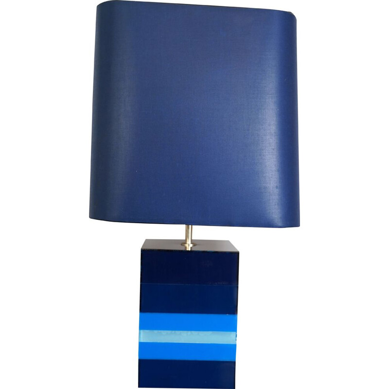 Lampe bleu  vintage acrylique italienne 1970