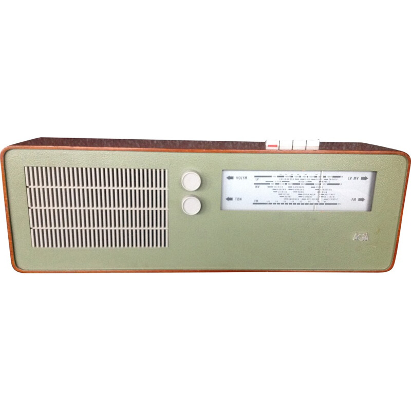 Radio vintage suédoise en teck et plastique - 1950