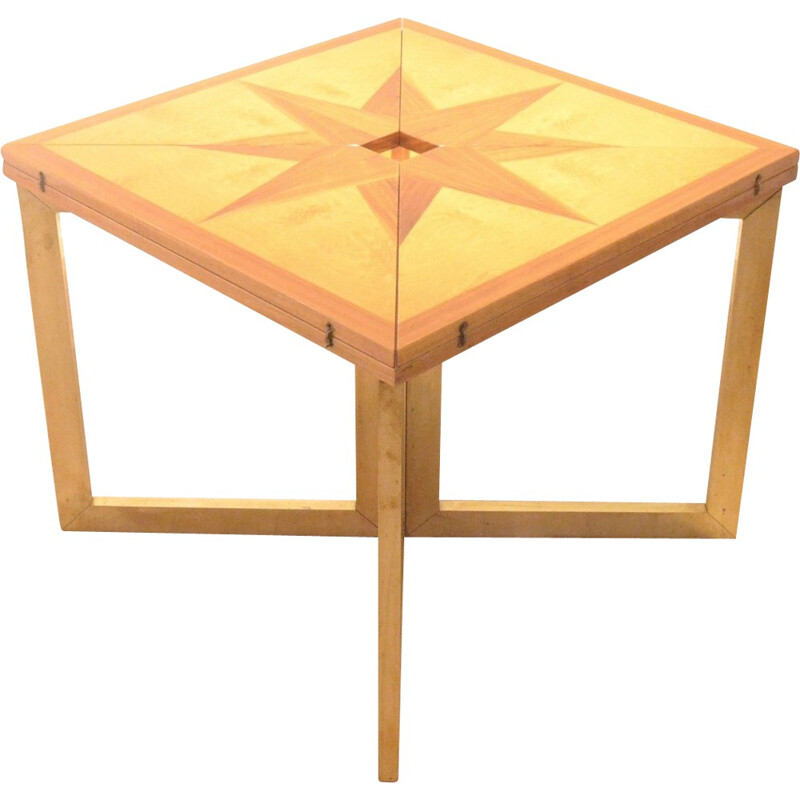 French table in wood and brass - 1960s