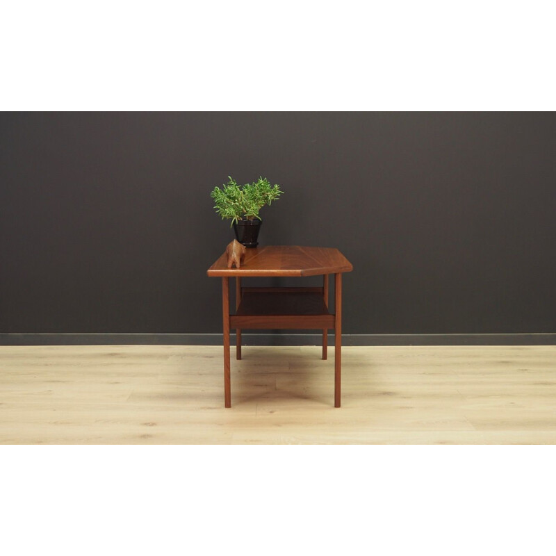 Table basse scandinave vintage en teck et bois massif, 1970