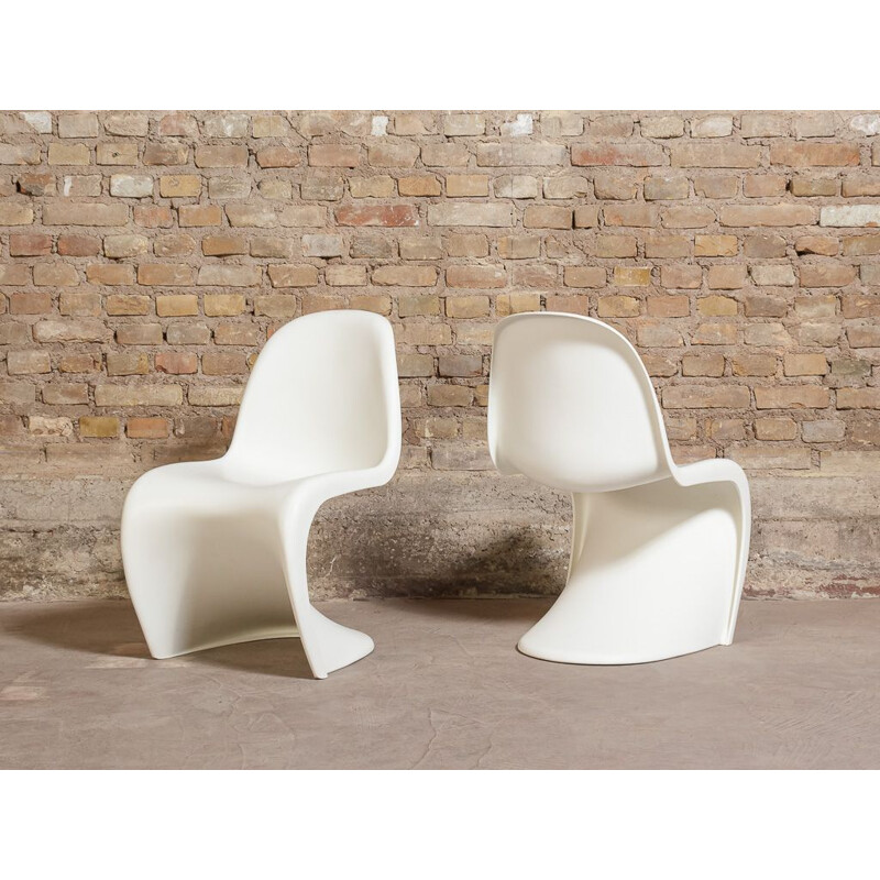 Paire de chaise vintage Panton blanche Verner Panton 1967