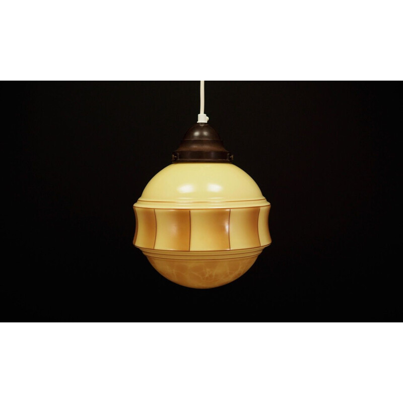 Cream and brown glass vintage lamp, Denmark 1970