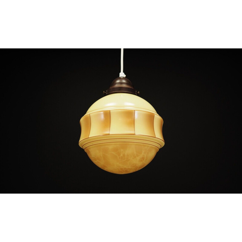 Cream and brown glass vintage lamp, Denmark 1970