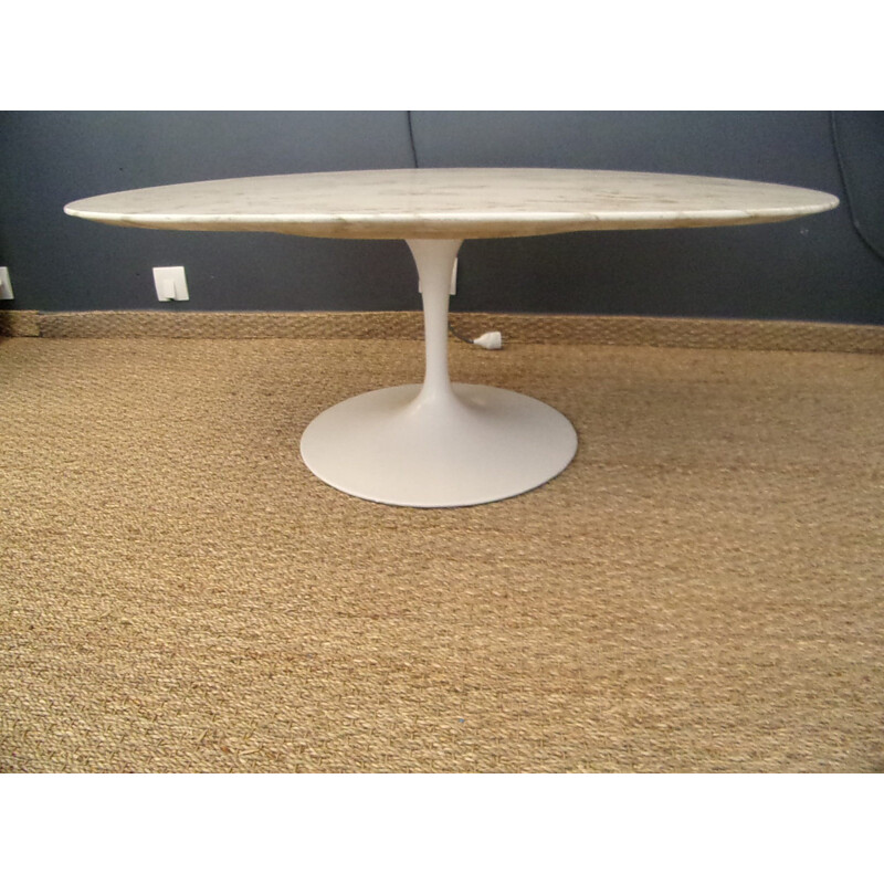 Knoll coffee table in marble and aluminum, Eero SAARINEN - 1980s