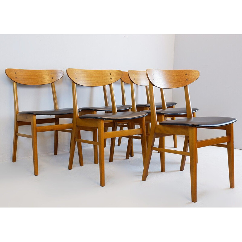  Ensemble de 6 chaises vintage en teck modèle 210 par Farstrup Møbelfabrik -danoises  1960