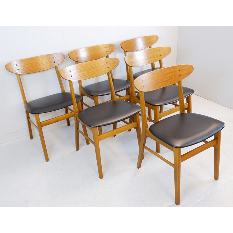  Ensemble de 6 chaises vintage en teck modèle 210 par Farstrup Møbelfabrik -danoises  1960