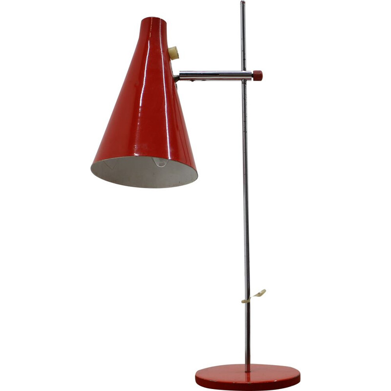 Vintage red table lamp by Josef Hurka 1960