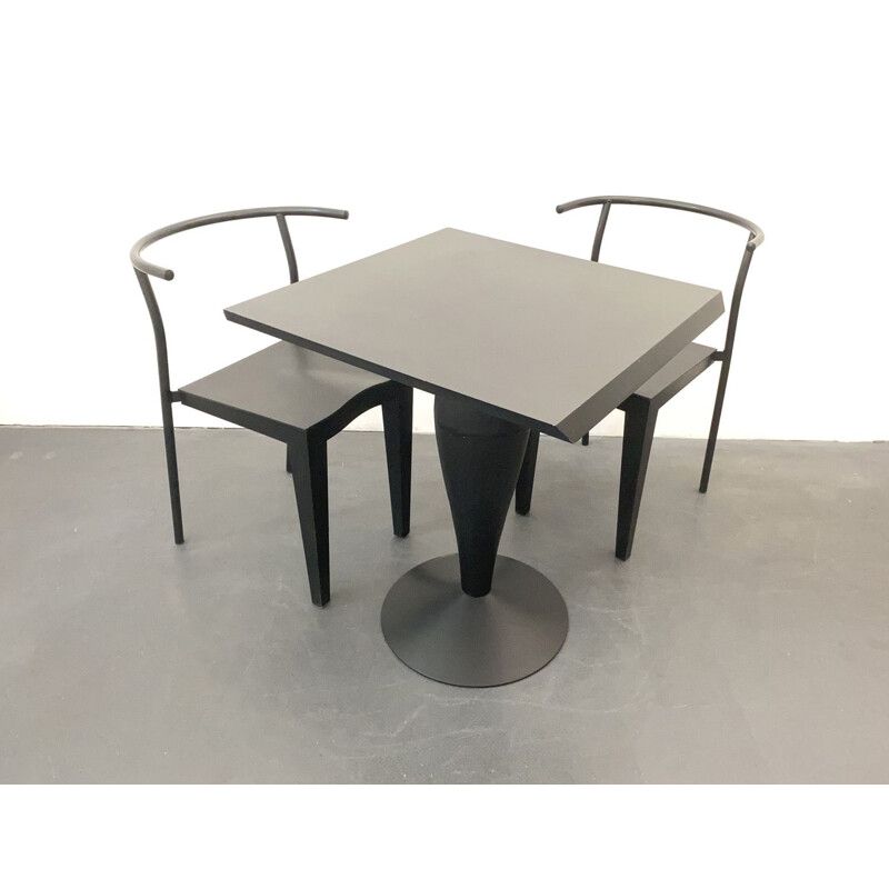 2 vintage chairs and table by Philippe Starck for Kartell, Italy, 1980s