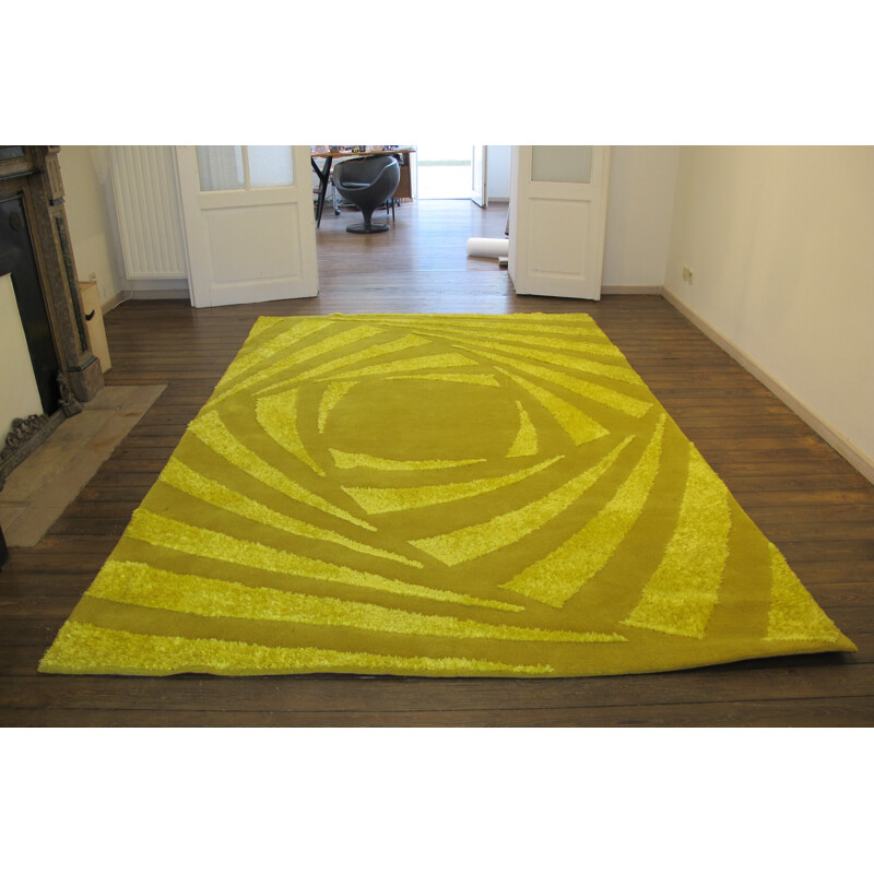 Roche Bobois "Soleil"  rug in yellow wool - 1980s