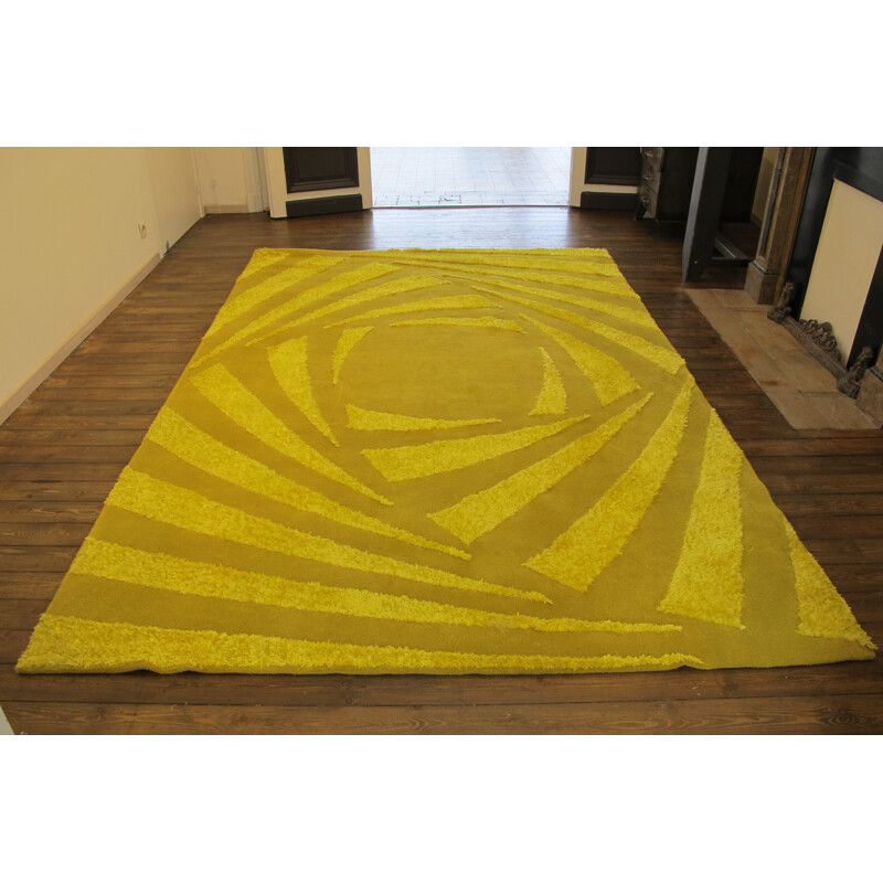 Roche Bobois "Soleil"  rug in yellow wool - 1980s